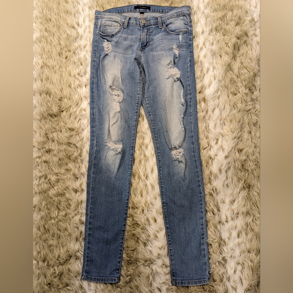 Flying Monkey Ripped Low Rose Skinny Jeans Light Wash Size 29